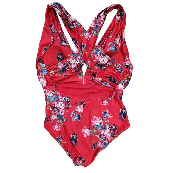 ModCloth One Piece Swimsuit XL Multi Beach Vacation Resortwear Floral Coastal - Picture 2 of 4